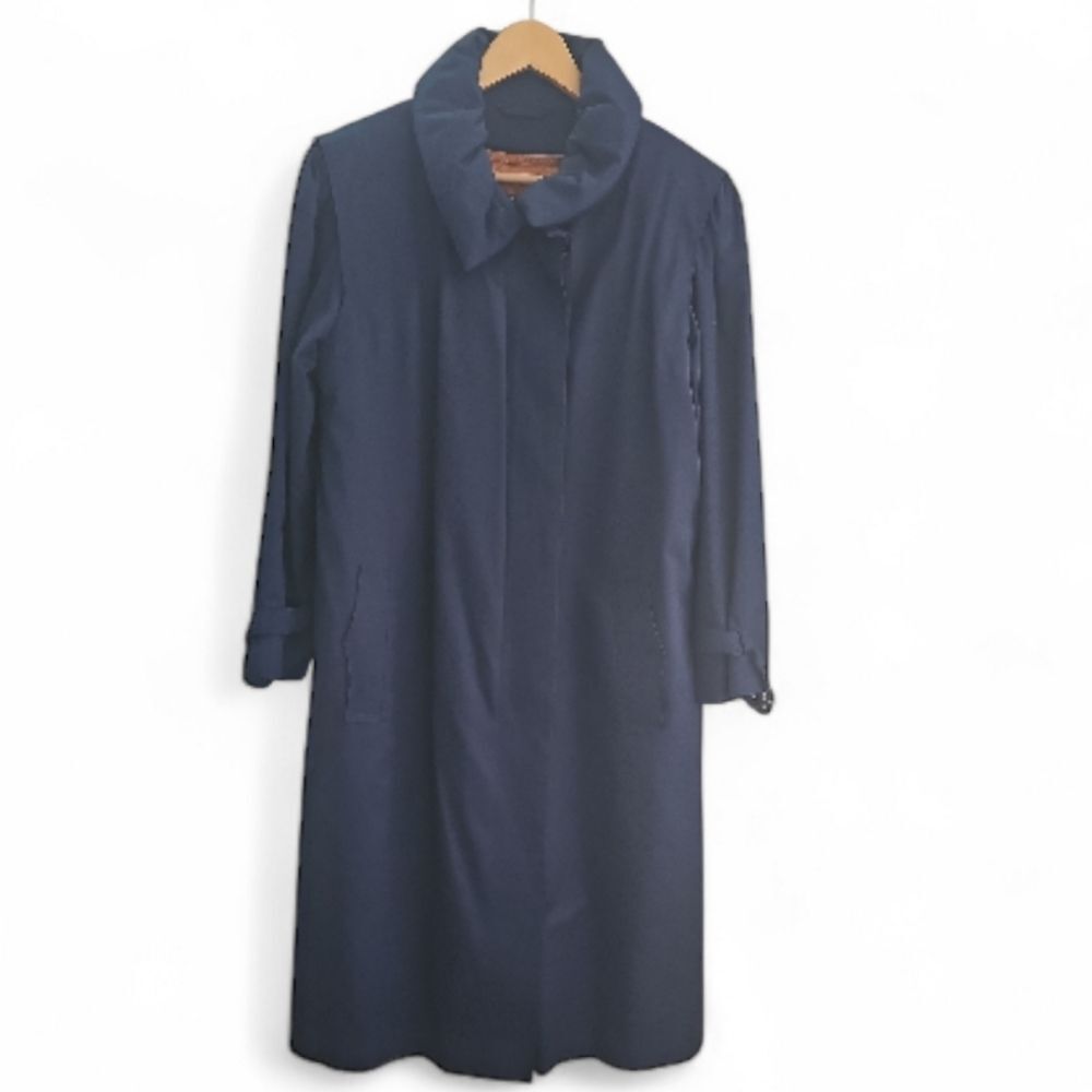 Fox Run Gale Gould Vintage Navy Trench Coat XL Removable Liner Classic Timeless